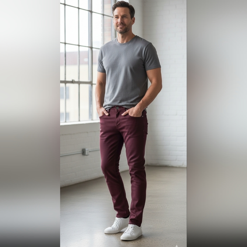 Uniqlo Skinny Fit Jeans in Deep Burgundy